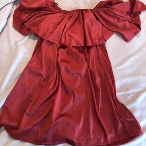 Silky look off shoulder dress